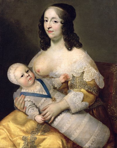 Le Dauphin Louis de France (1638-1715) et sa nourrice, Dame Longuet de la Giraudière, vers 1638 - Charles Beaubrun